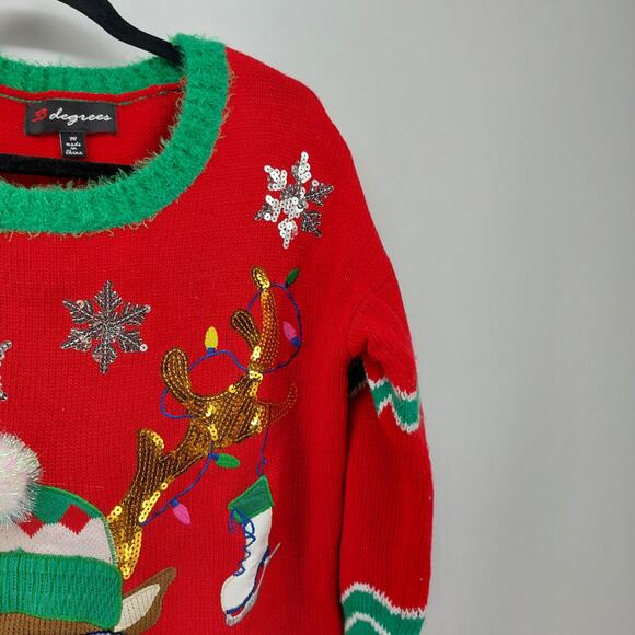 33 Degree Ugly Christmas Sweater Cool Reindeer Ornaments M - Picture 10 of 15